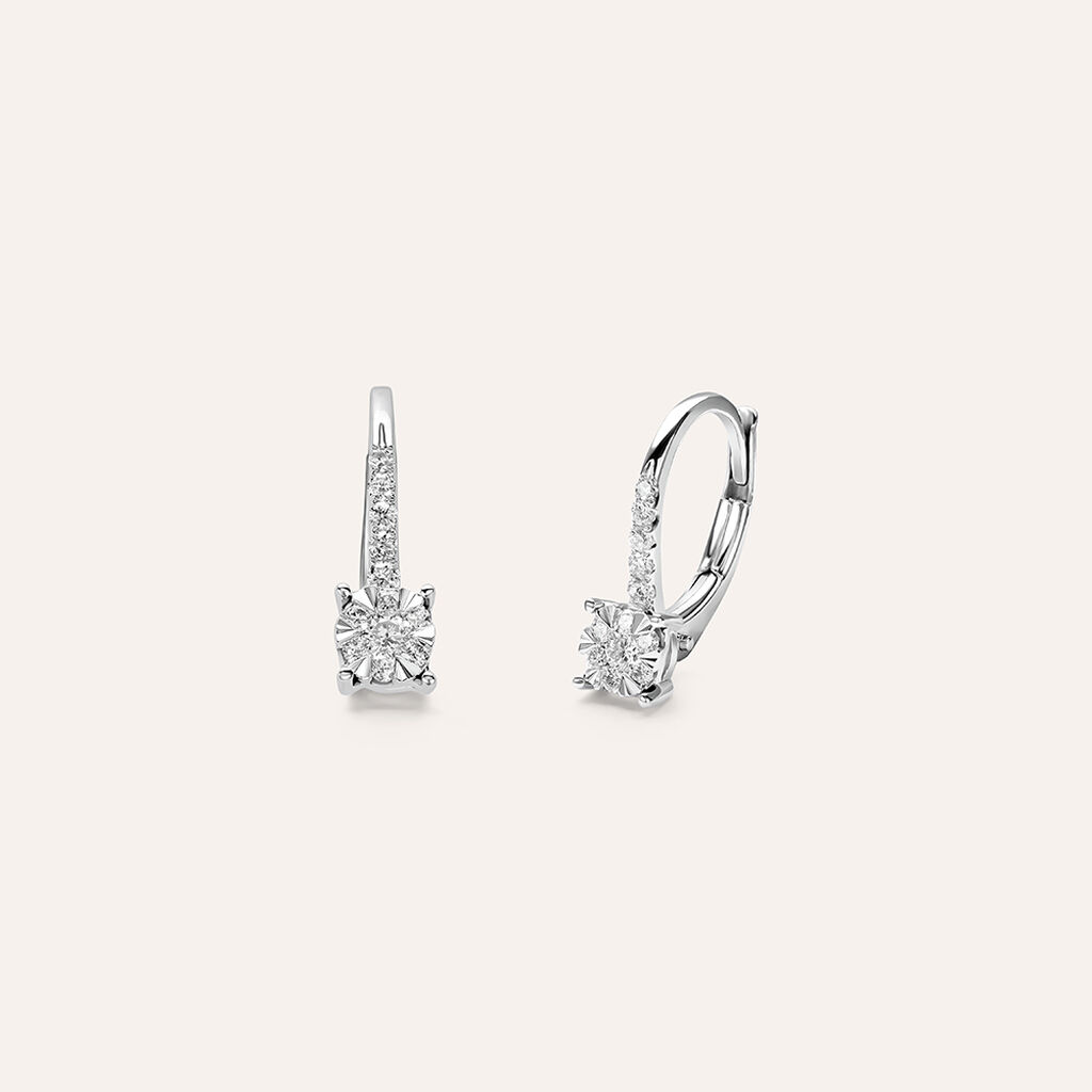 Orecchini Lobo Punto Luce Petali Oro Bianco Diamante - Orecchini a Lobo Donna | Stroili