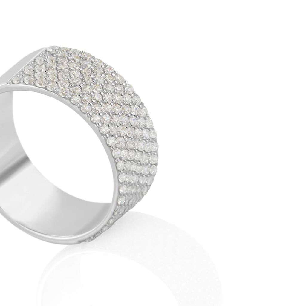 Anello Fascia Claire Oro Bianco Cubic Zirconia - Anelli a Fascia Larga Donna | Stroili