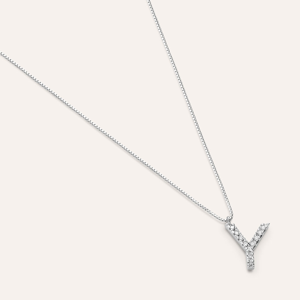 Collana Diamond Letters Oro Bianco Diamante - Collane Donna | Stroili