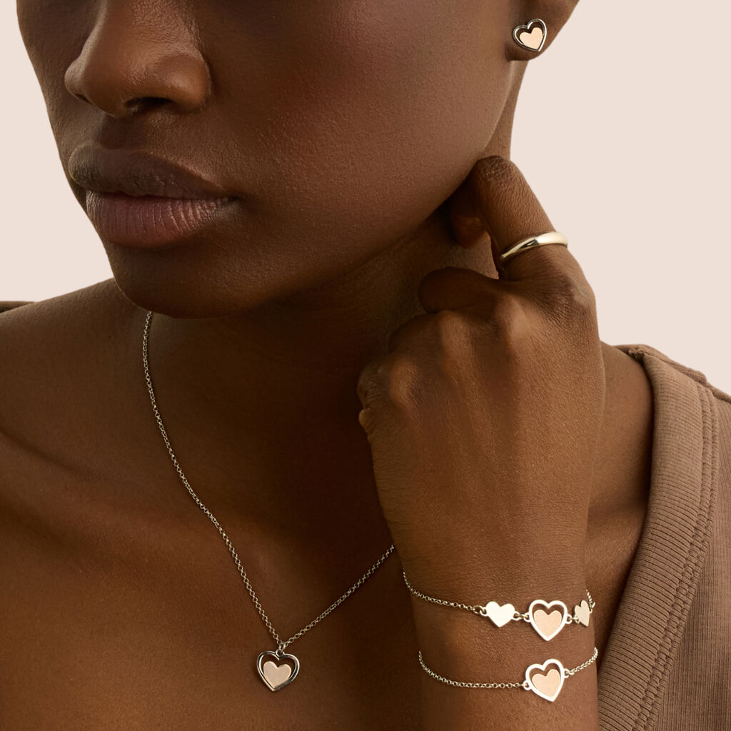 Orecchini Lobo Silver Collection Argento Bicolore Bianco / Rosa