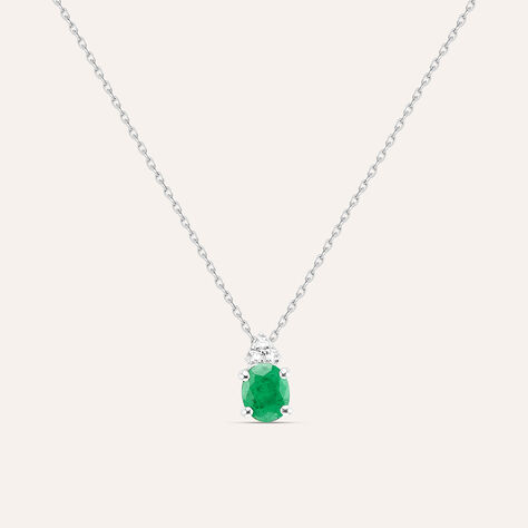 Collana Punto Luce Elizabeth Crown Oro Bianco Smeraldo Diamante - Collane Punto Luce Donna | Stroili