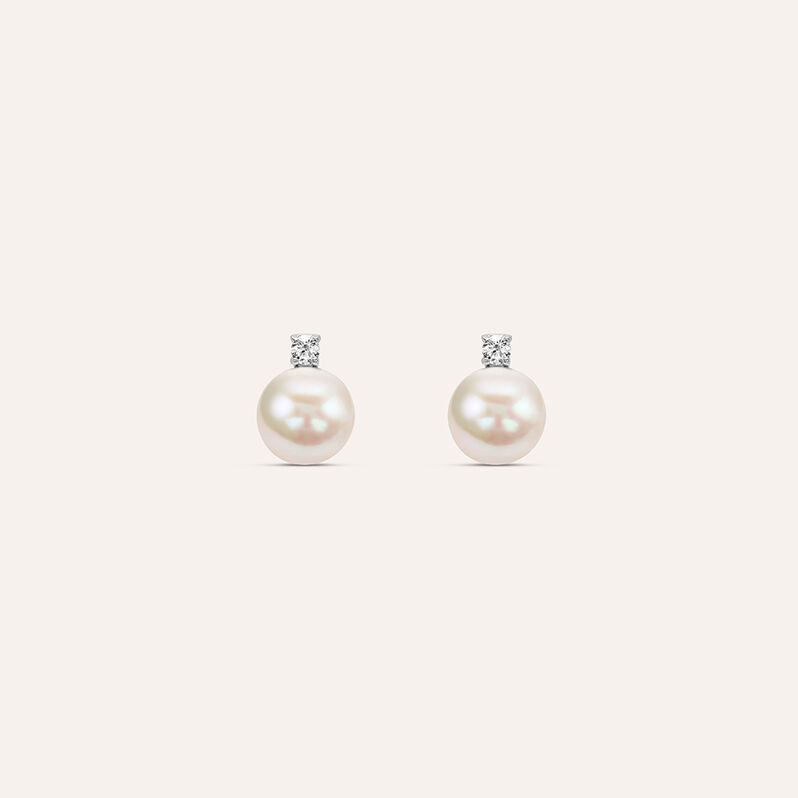 Orecchini Lobo Silver Pearls Argento Rodiato Perla sintentica Cubic Zirconia - Orecchini a Lobo Donna | Stroili