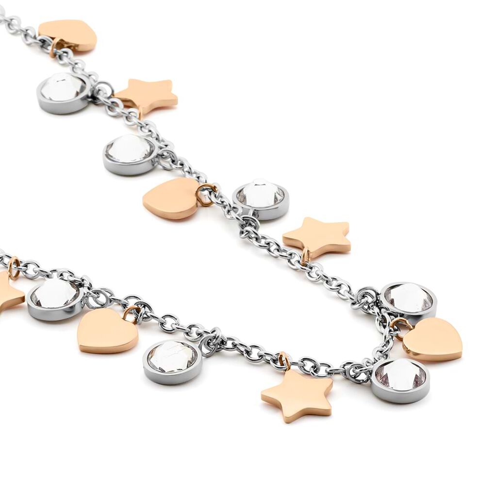 Collana Sunrise Acciaio Bicolore Bianco / Rosa Cristallo