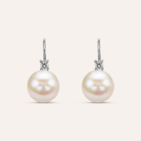 Orecchini Pendenti Silver Pearls Argento Rodiato Perla sintentica Cubic Zirconia - Orecchini Pendenti Donna | Stroili