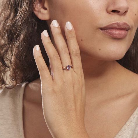 Anello Amélie Oro Rosa Ametista Cubic Zirconia - Anelli con Pietre Donna | Stroili
