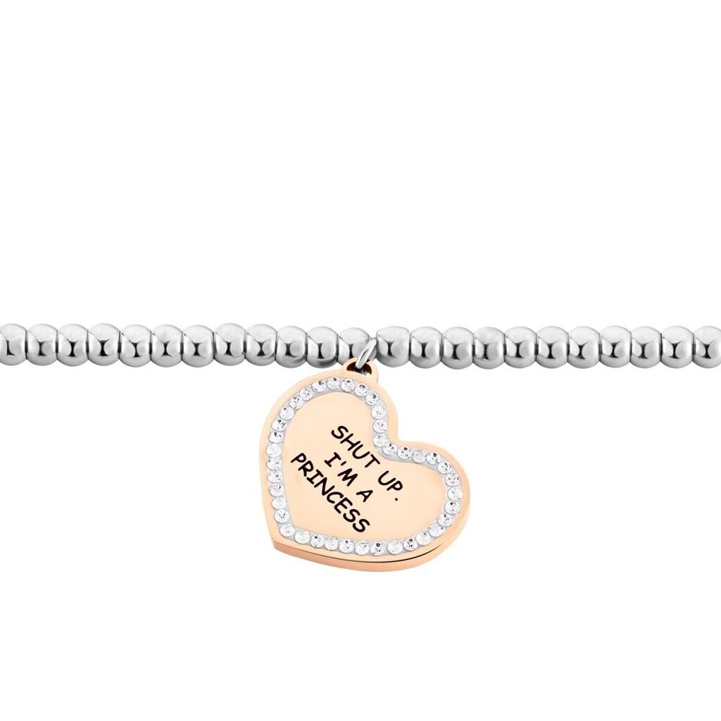 Bracciale Lady Message Acciaio Bicolore Happiness e Cristalli - Bracciali Donna | Stroili