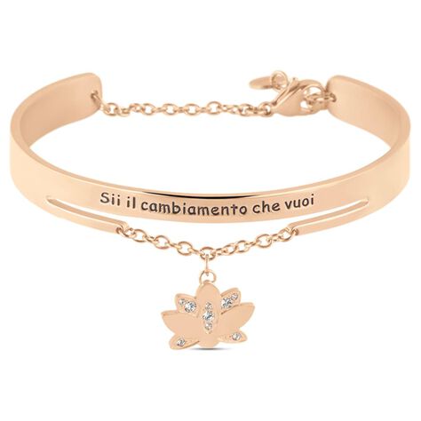 Bangle Lady Message Acciaio Rosa Cristallo - Bracciali Rigidi Donna | Stroili