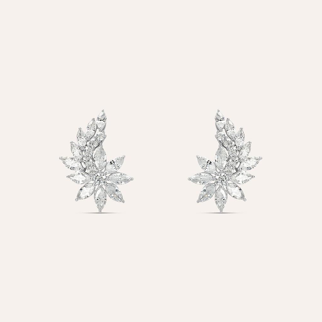 Orecchini Lobo Claire Oro Bianco Cubic Zirconia - Orecchini a Lobo Donna | Stroili