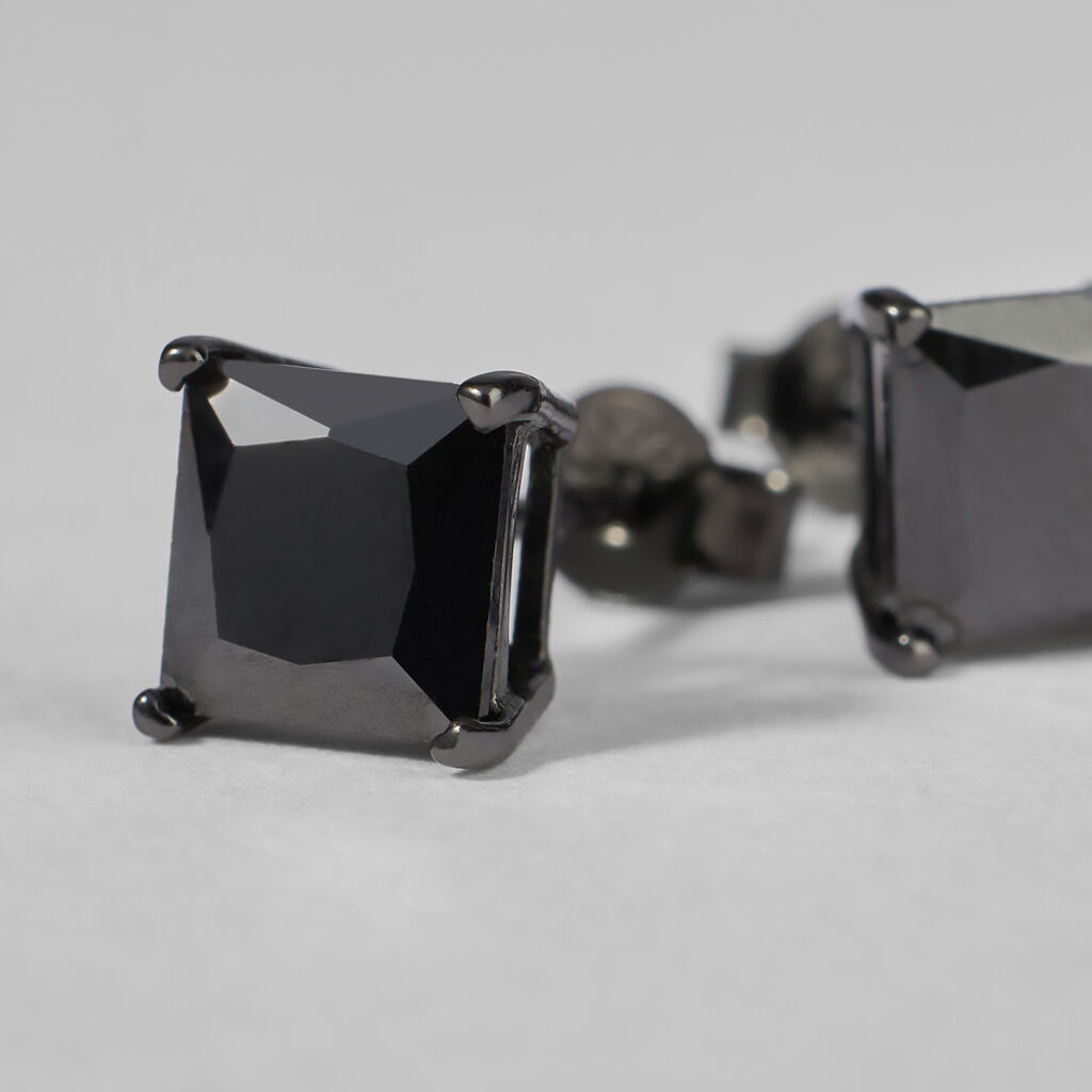Orecchini Lobo Punto Luce Gentleman Argento Nero Cubic Zirconia - Orecchini a Lobo Uomo | Stroili