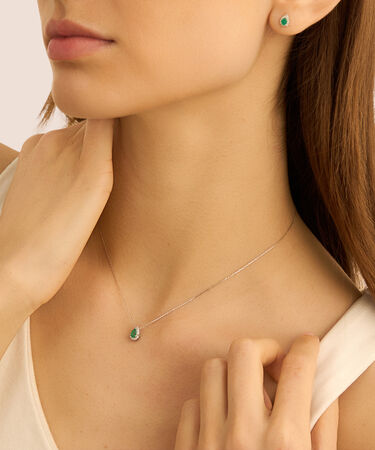 Collana Punto Luce Charlotte Oro Bianco Smeraldo Diamante