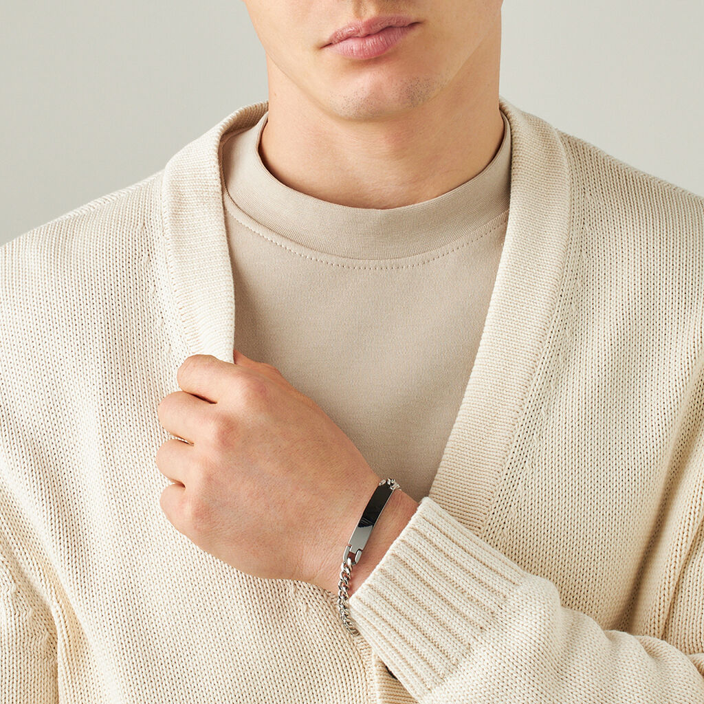 Bracciale Con Targhetta Man Code Acciaio - Bracciali con Incisione Uomo | Stroili