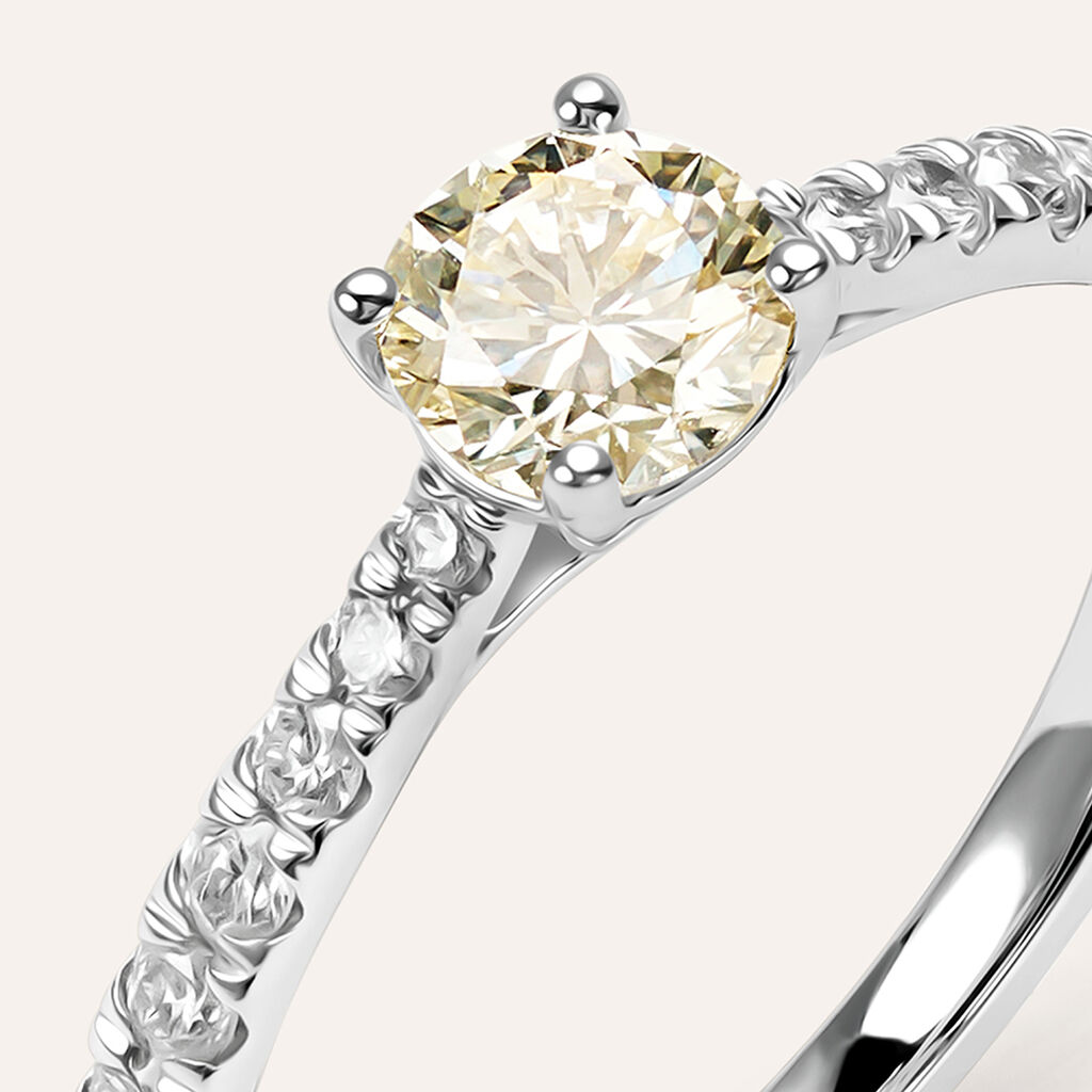 Anello Solitario Diamade Oro Bianco Diamante Lab-Grown