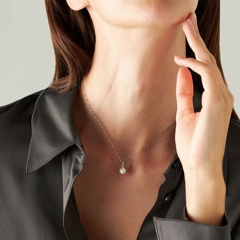 Collana Gabrielle Oro Bianco Perla D'Acqua Dolce Cubic Zirconia - Collane Donna | Stroili