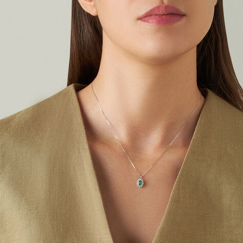 Collana Charlotte Oro Bianco Smeraldo Diamante - Collane Donna | Stroili