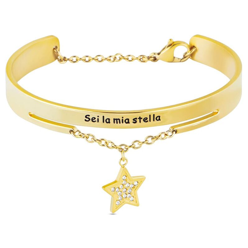 Bangle Radiance Acciaio Dorato Cristallo - Bracciali Rigidi Donna | Stroili