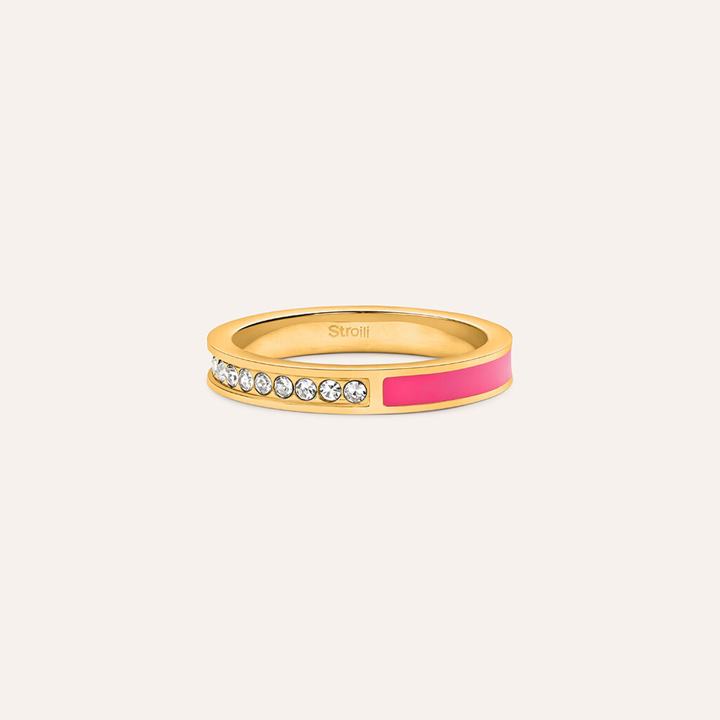 Anello Semi-eternity Lady Sweet Acciaio Dorato Cristallo - Anelli con Pietre Donna | Stroili