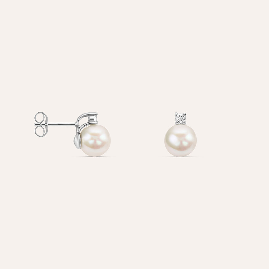 Orecchini Lobo Silver Pearls Argento Rodiato Perla sintentica Cubic Zirconia - Orecchini a Lobo Donna | Stroili