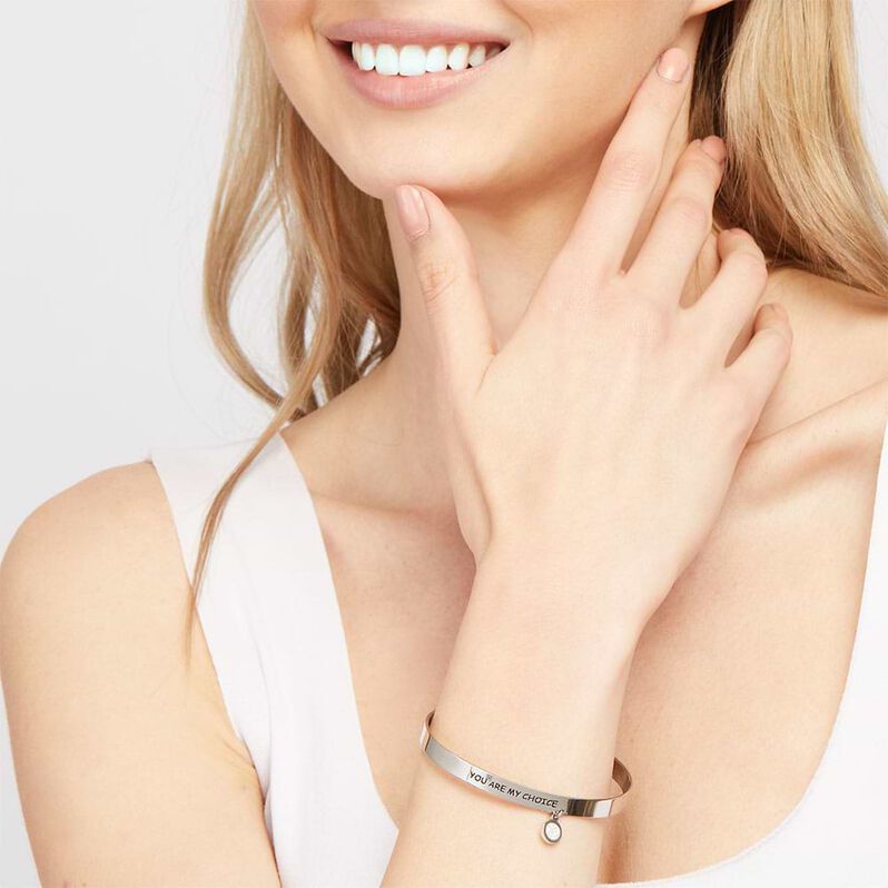 Bangle Lady Message Acciaio Love e Cristalli - Bracciali Donna | Stroili