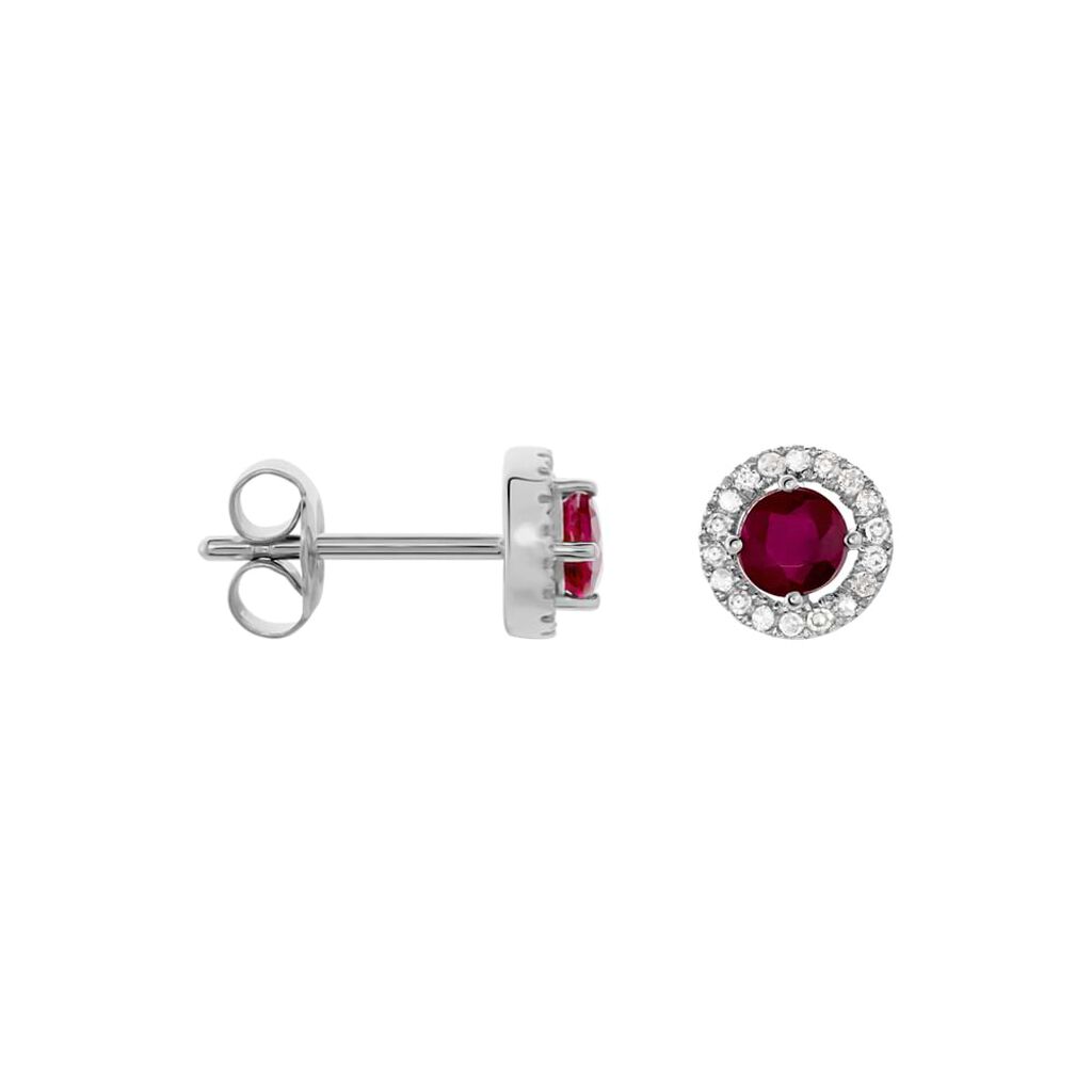 Orecchini Lobo Punto Luce Charlotte Oro Bianco Rubino Diamante - Orecchini a Lobo Donna | Stroili