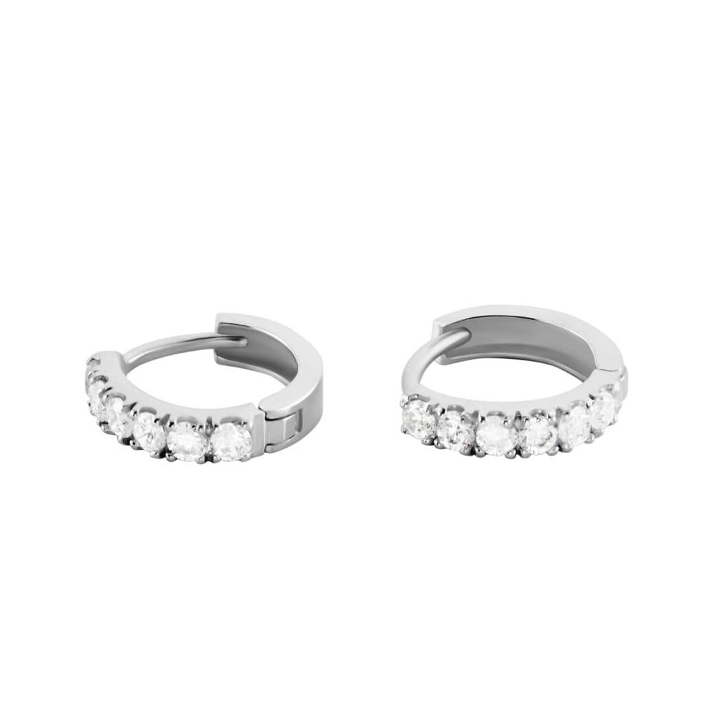 Orecchini A Cerchio Toujours Oro Bianco Cubic Zirconia - Orecchini a Cerchio Donna | Stroili