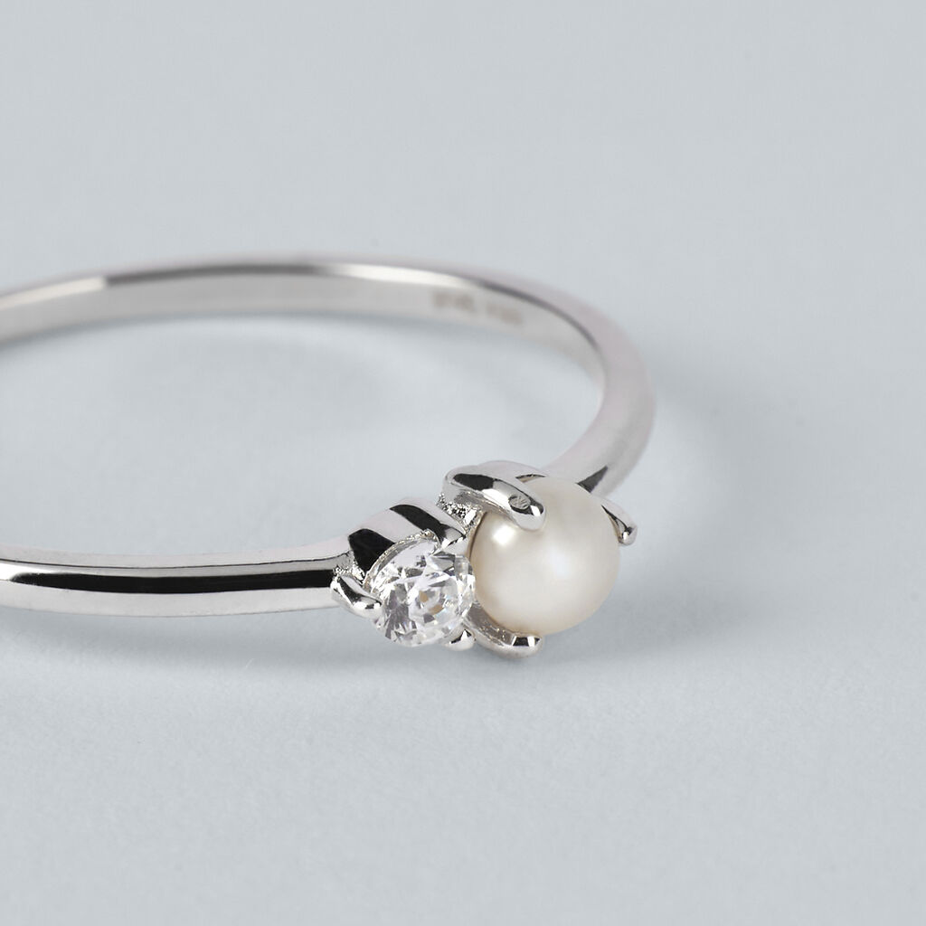 Anello Bilogy Silver Pearls Argento Rodiato Perla sintetica Cubic Zirconia - Anelli con Pietre Donna | Stroili