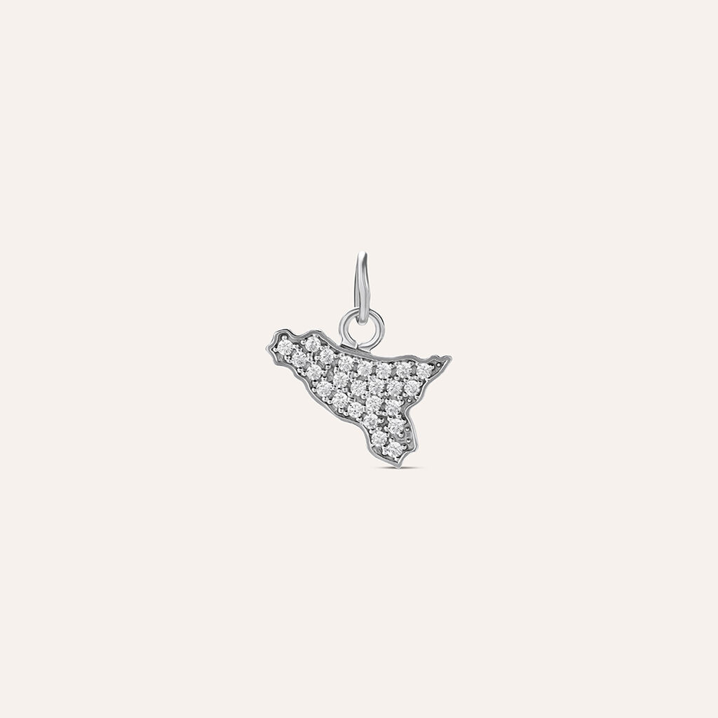 Pendente Saluti&Baci Sicilia Love Beats Argento Rodiato Cubic Zirconia - Ciondoli Donna | Stroili