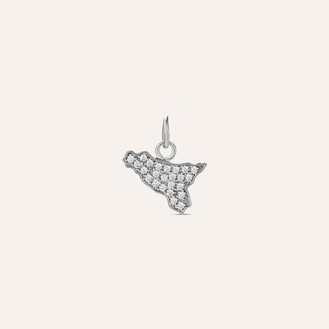 Pendente Saluti&Baci Sicilia Love Beats Argento Rodiato Cubic Zirconia - Ciondoli Donna | Stroili