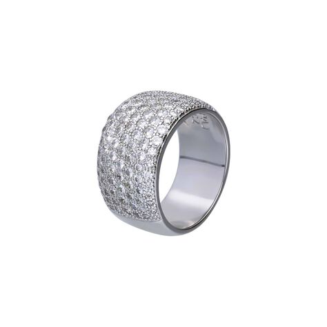 Anello in argento a fascia con pavè di zirconi - Anelli Eleganti Donna | Stroili