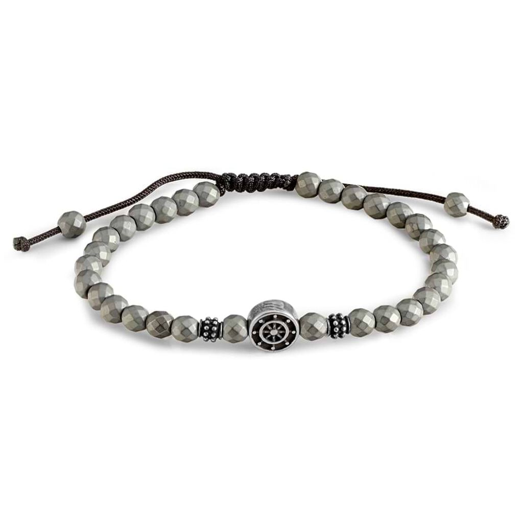 Bracciale timone e ancora in pietre e cordino regolabile