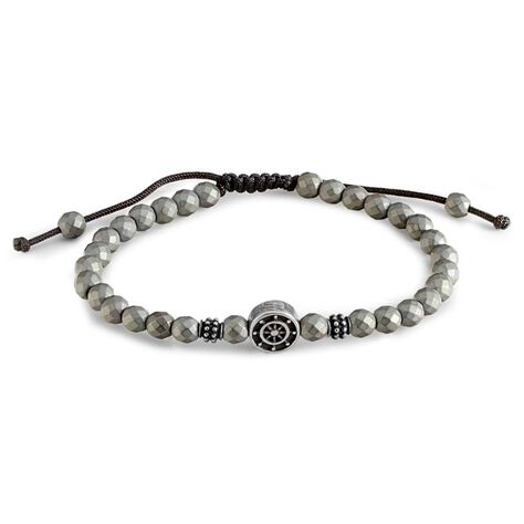 Bracciale timone e ancora in pietre e cordino regolabile - Bracciali Uomo | Stroili