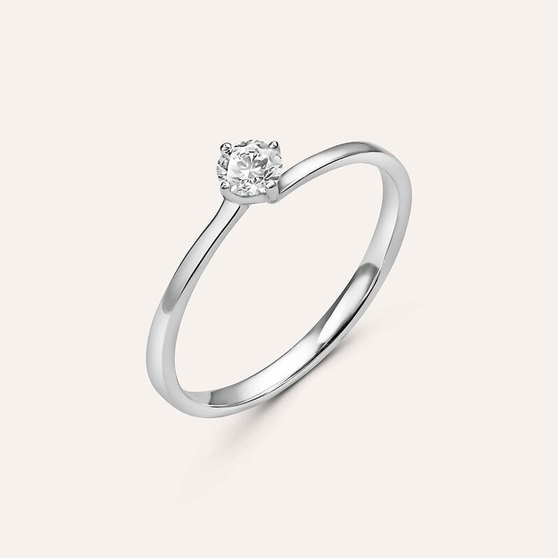 Anello Solitario Valentino Diamade Oro Bianco Diamante Lab-Grown - Anelli con Pietre Donna | Stroili