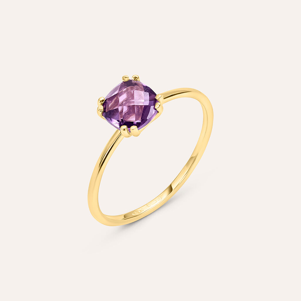 Anello Solitario Amélie Oro Giallo Ametista - Anelli con Pietre Donna | Stroili