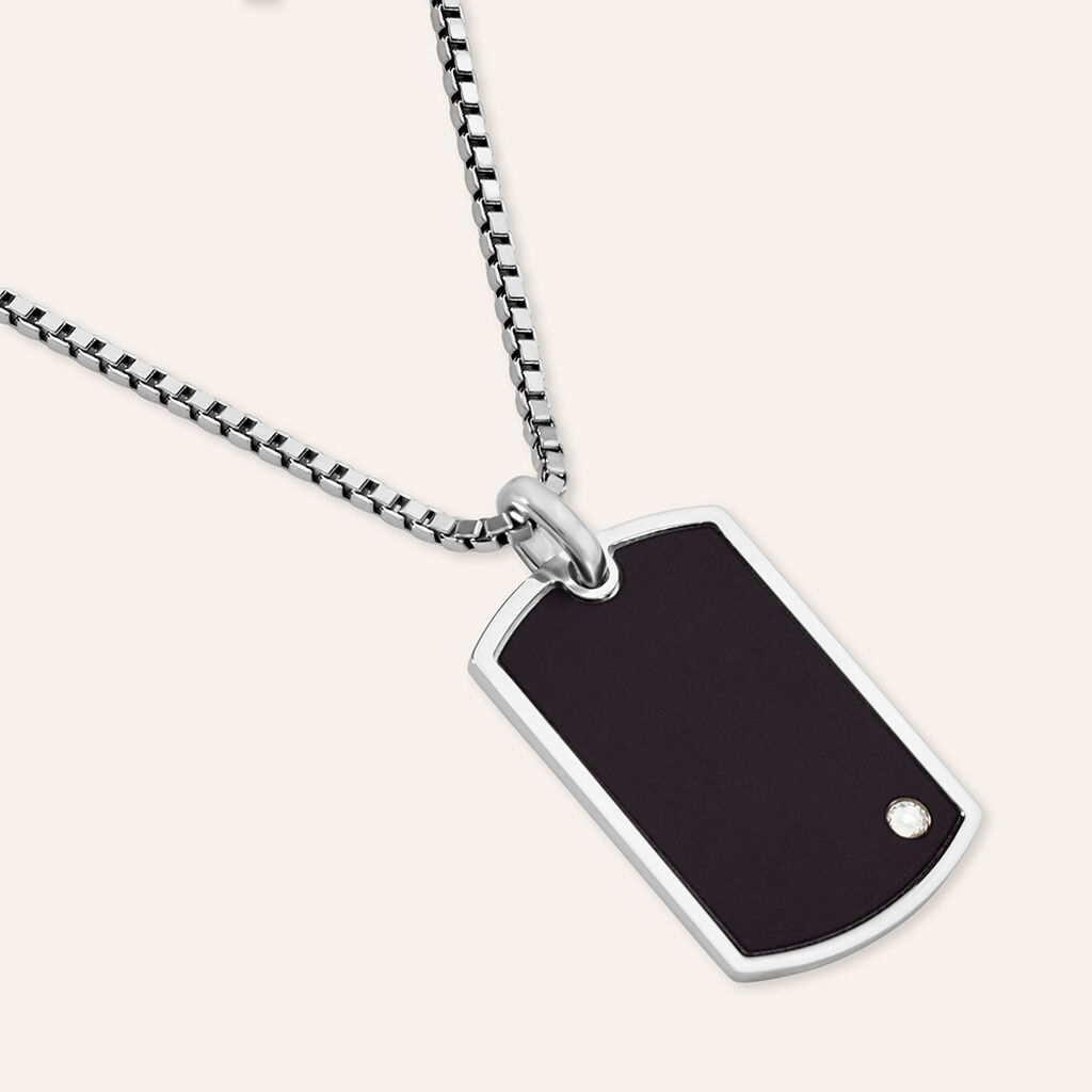 Collana Gentleman Argento Rodiato Cubic Zirconia