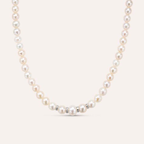 Collana Gold Pearls Oro Bianco Perla D'Acqua Dolce Diamante - Gioielli Donna | Stroili