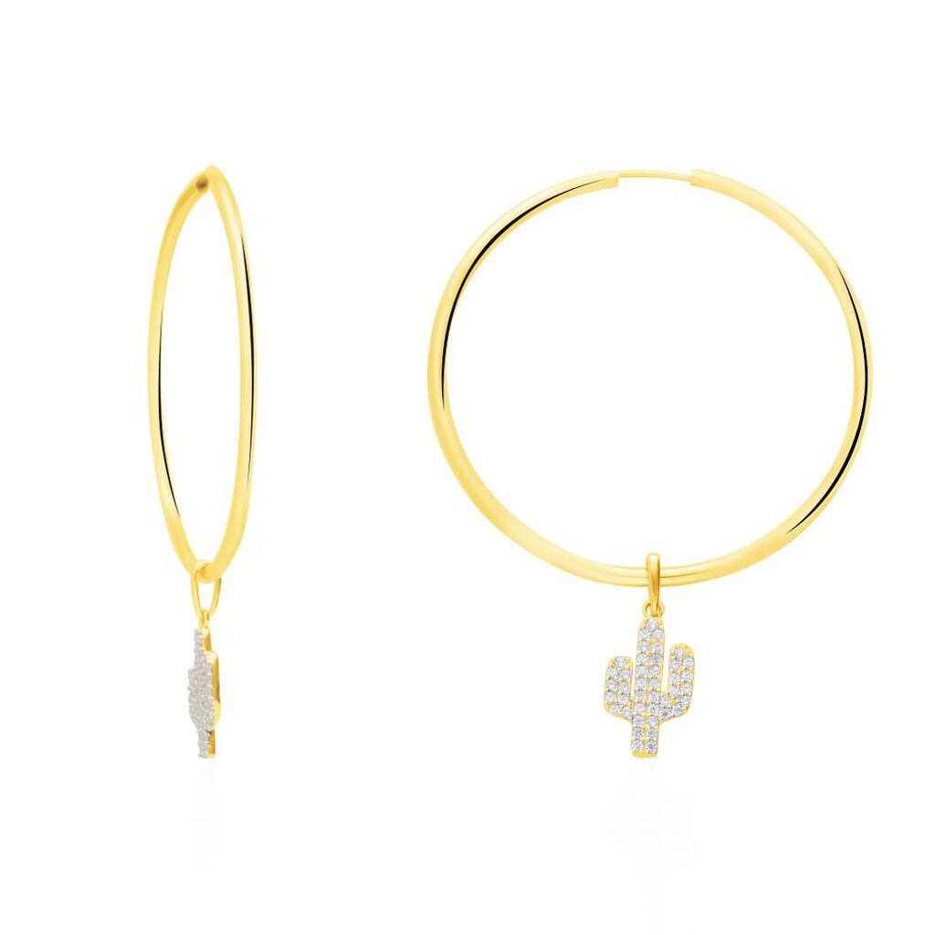 Ciondolo cactus in oro giallo e zirconi