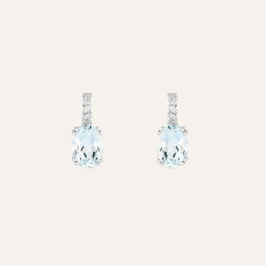 Orecchini Lobo Acquamarina Oro Bianco Acquamarina Diamante