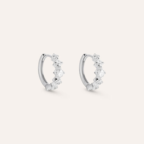 Orecchini A Cerchio Claire Oro Bianco Cubic Zirconia - Orecchini a Cerchio Donna | Stroili