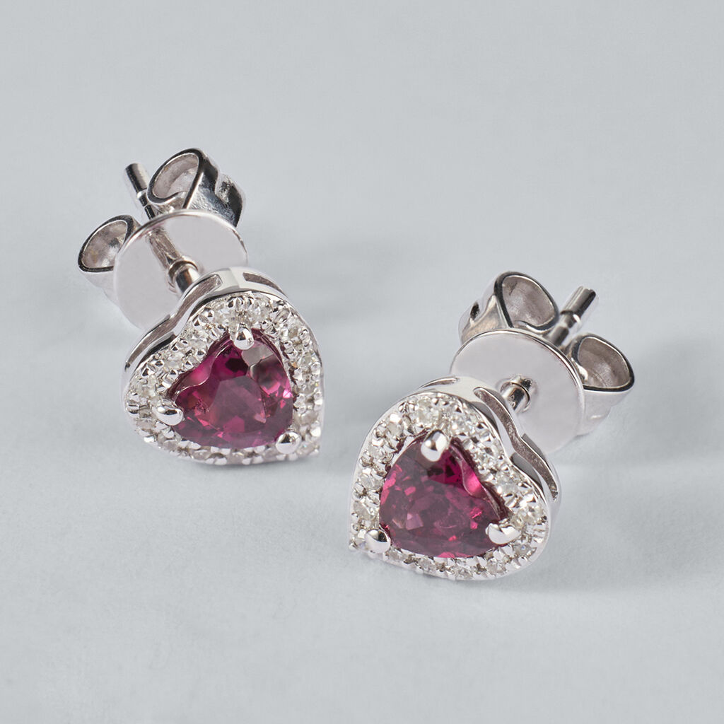 Orecchini Lobo Jasmine Oro Bianco Rodolite Diamante - Orecchini a Lobo Donna | Stroili