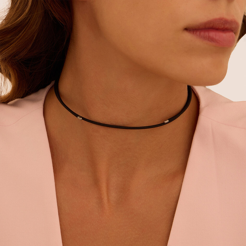 Choker Magnetico Cordino Nero e Acciaio