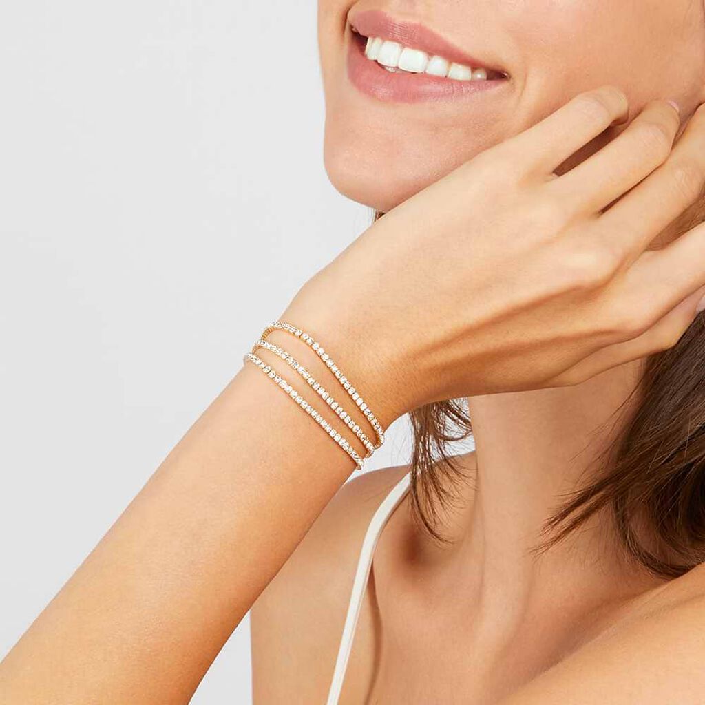 Bracciale Tennis Romantic Shine Metallo Dorato Cristallo - Bracciali Tennis Donna | Stroili