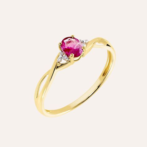 Anello Charlotte Oro Giallo Rubino Diamante - Anelli con Pietre Donna | Stroili