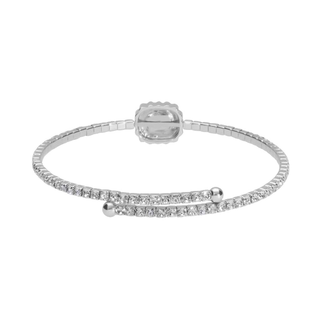 Bangle in metallo e strass con gemma silver