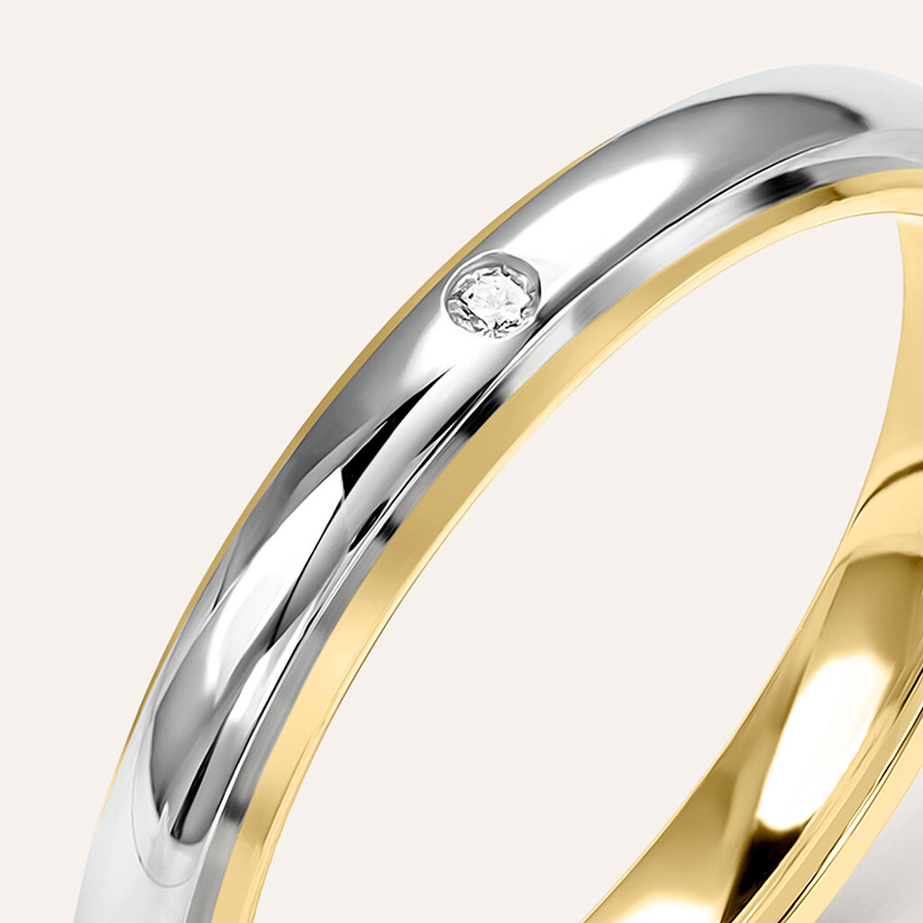 Fede Comoda 3 mm Oro Bicolore Diamante