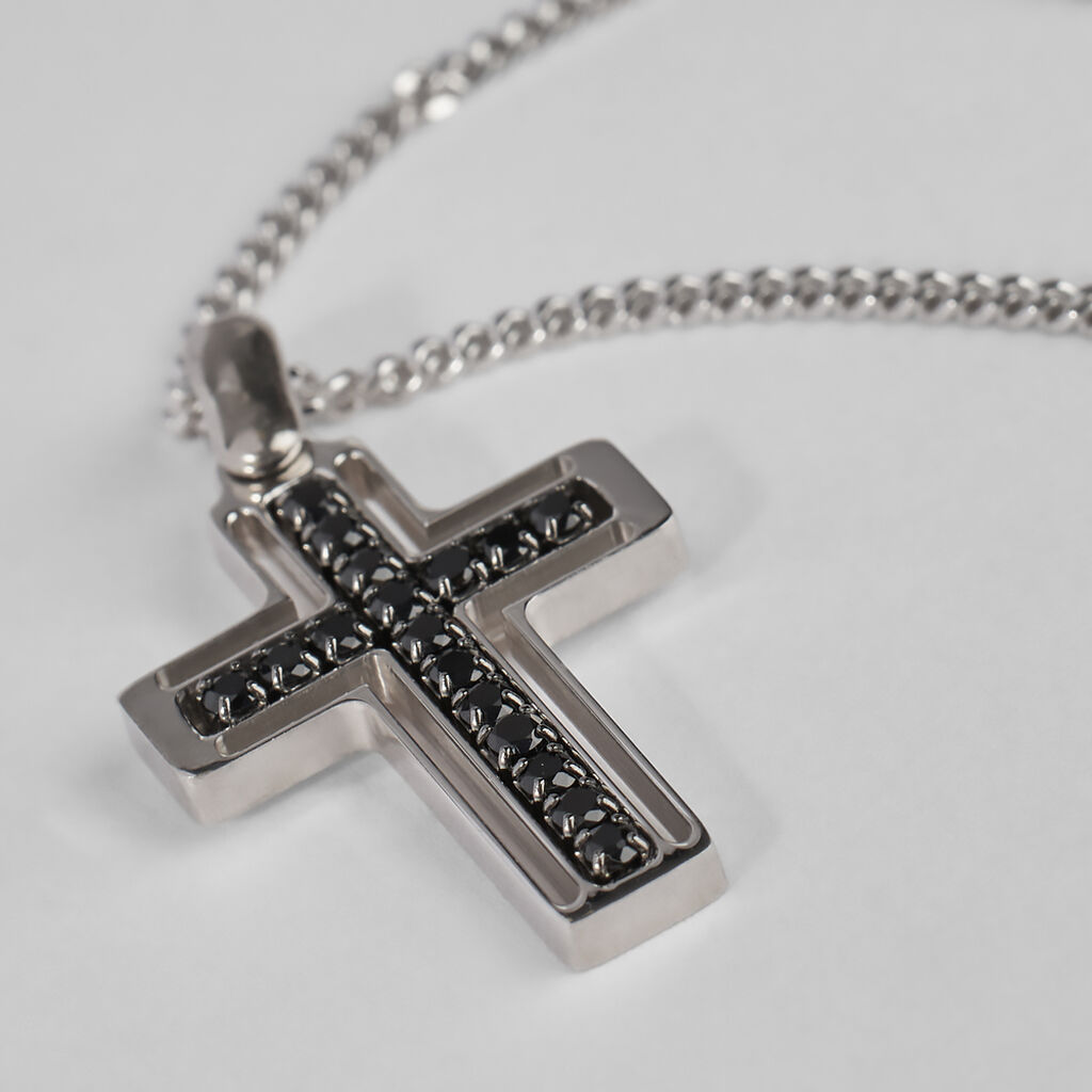 Collana Gentleman Argento Rodiato Cubic Zirconia