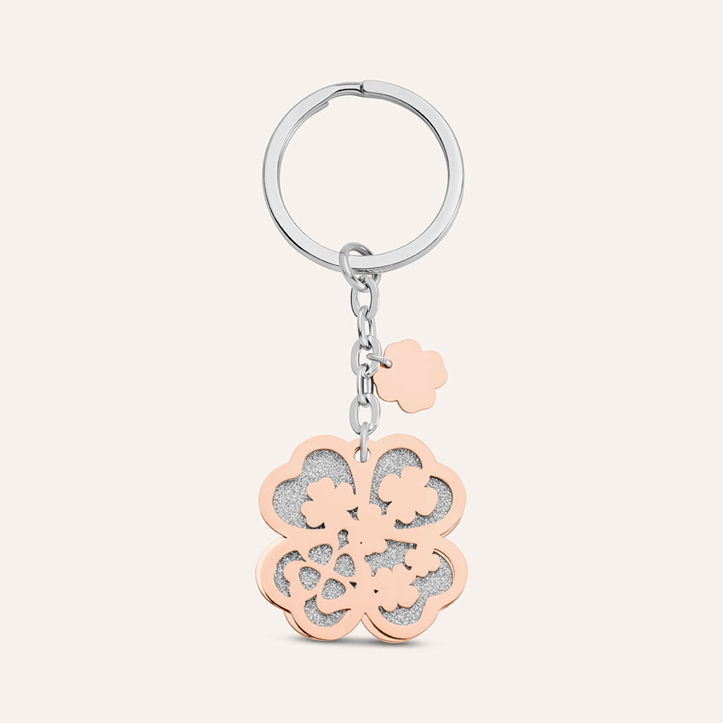 Portachiavi Sunrise Acciaio Bicolore Bianco / Rosa