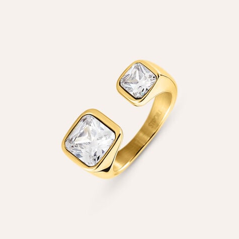 Anello Contrarie Aura Acciaio Dorato Cubic Zirconia - Anelli con Pietre Donna | Stroili