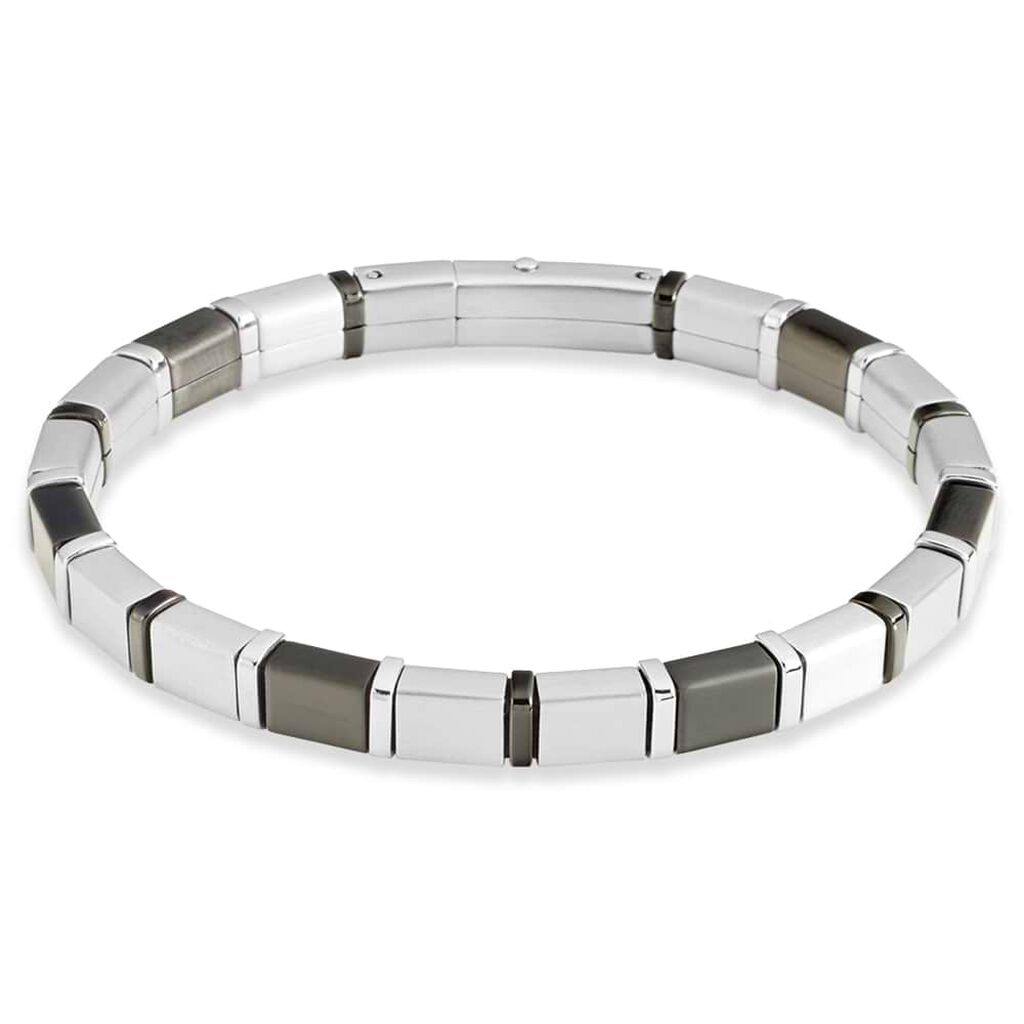 Bracciale in acciaio bicolore nero e grigio