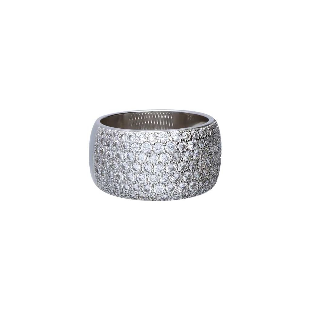 Anello in argento a fascia con pavè di zirconi - Anelli Eleganti Donna | Stroili