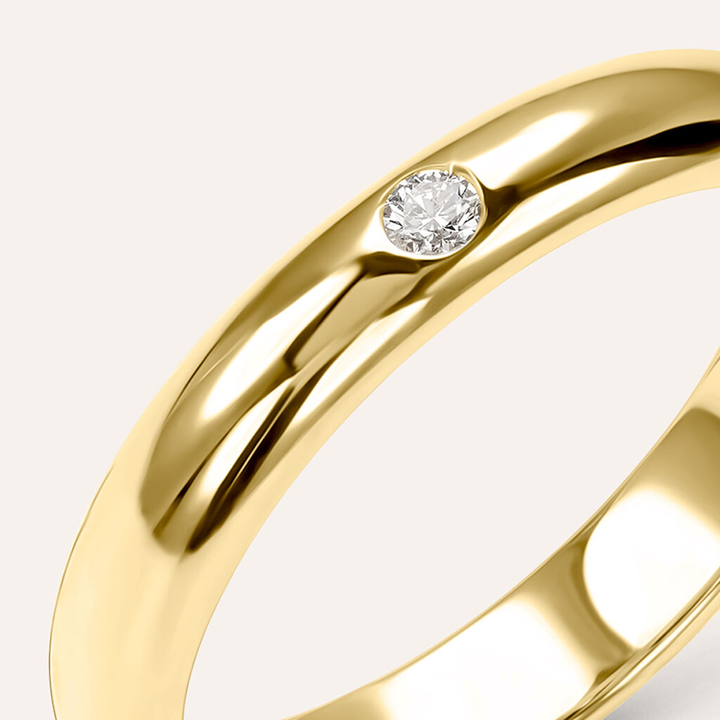 Fede Classica Leggera 3.6 mm Oro Giallo Diamante - Anelli con Incisione Unisex | Stroili