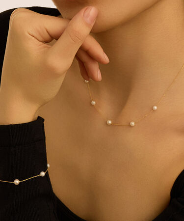 Collana Gabrielle Oro Giallo Perla D'Acqua Dolce